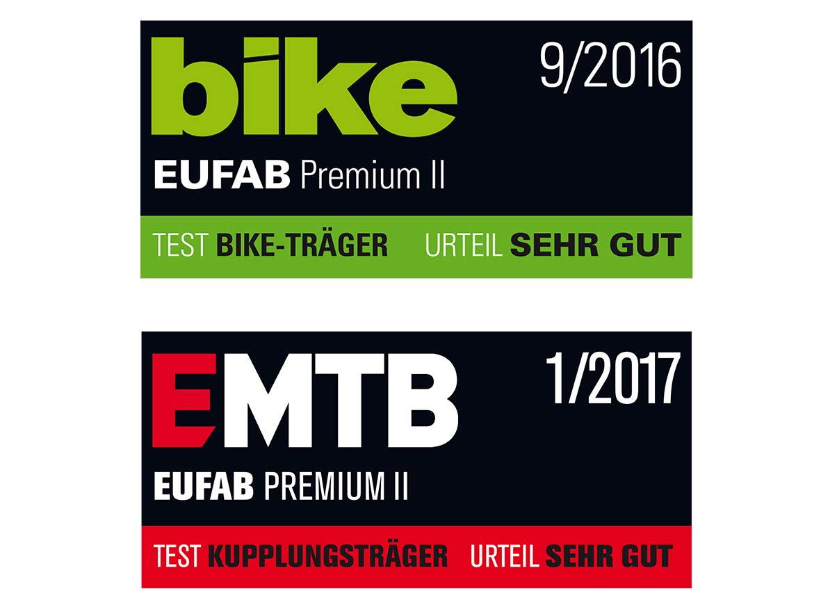 Fahrradträger 2er Premium 2 11521 E-Bike geeignet vormontiert Diebstahlschutz Anhängerkupplung Schwarz Silber
