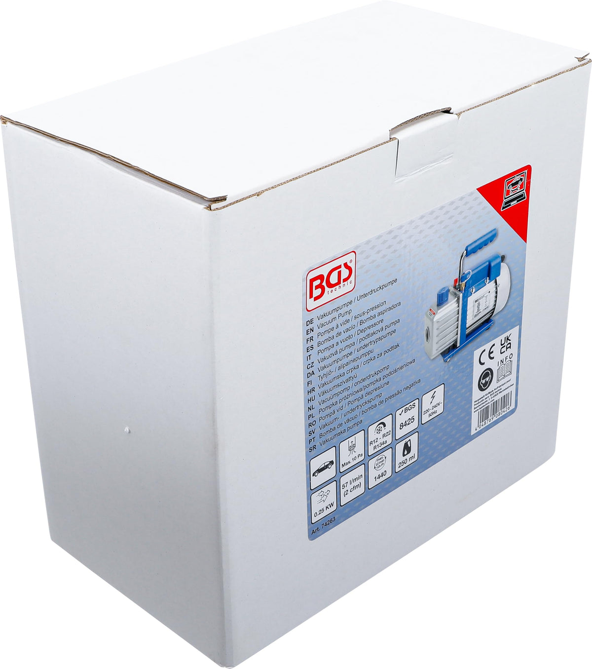 Vakuumpumpe einstufig 57 l/min für Klimaanlagen R12 R22 R134a und Vakuumverpackung 220 240 V 50 Hz 10 Pa 74263
