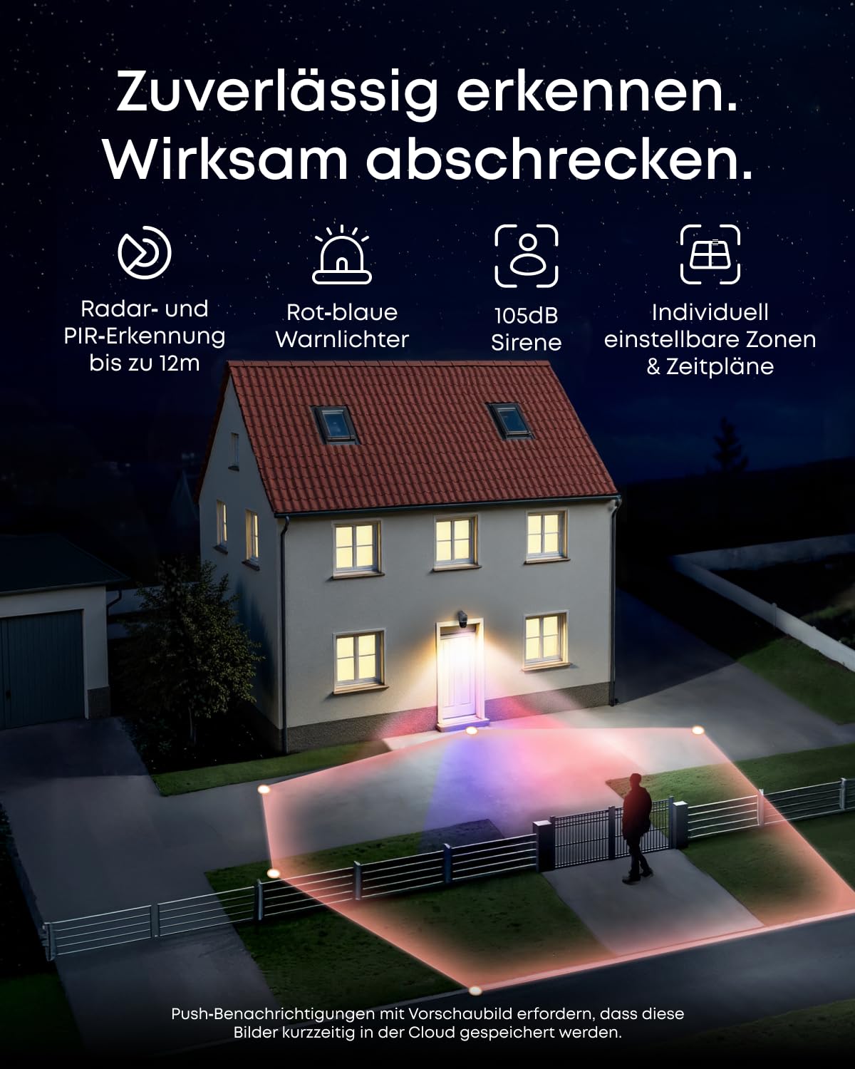 S4 Außenkamera 4K UHD Farbnachtsicht 8x Hybridzoom Solar 360° Multikamera Auto Tracking für HomeBase S380