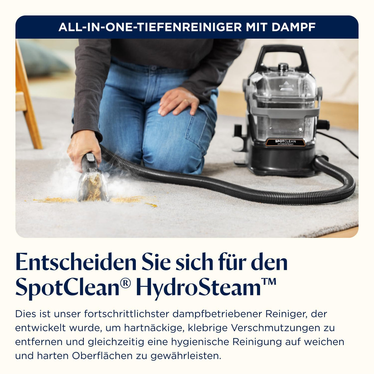 SpotClean HydroSteam Teppichreiniger und Dampfreiniger 1000W 3689N Nasssauger für Teppiche Polster Auto
