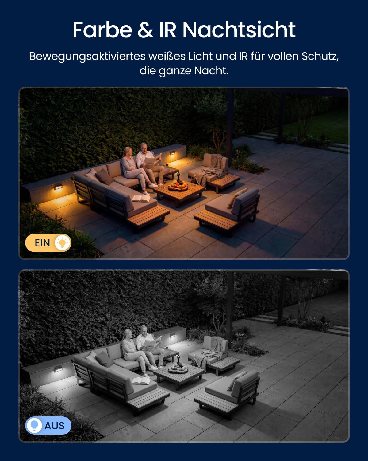 3 Objektiv PoE Außenkamera, OMVI 3i PoE, 10MP 180°, 4K PT Auto Tracking, KI Suche, Perimeter, Farb & IR, 24/7