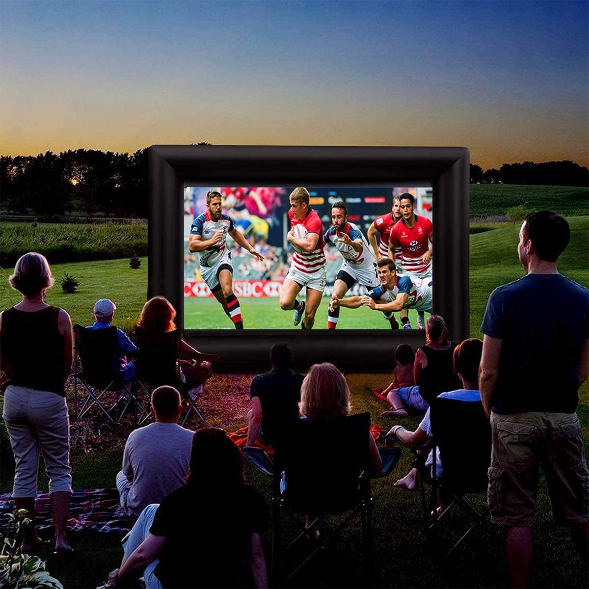 Aufblasbare Beamer Leinwand, Stand und Gebläse, Front und Rückprojektion, Indoor Outdoor tragbar, 16:9, 20 Fuß