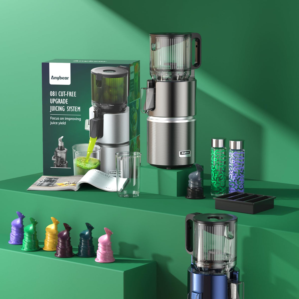 Entsafter 350W Slow Juicer 124mm Einfüllschacht Doppelzerkleinerungstechnik BPA frei Tritan hohe Saftausbeute