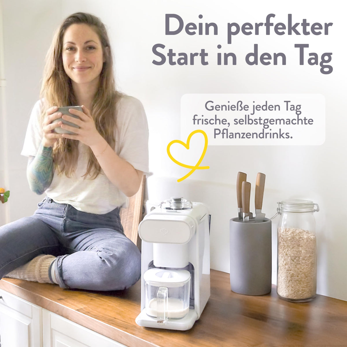 Pflanzenmilchbereiter Mila 600ml, 6 Programme, Selbstreinigung, LED Display, Nussmilch, Sojamilch, Haferdrinks