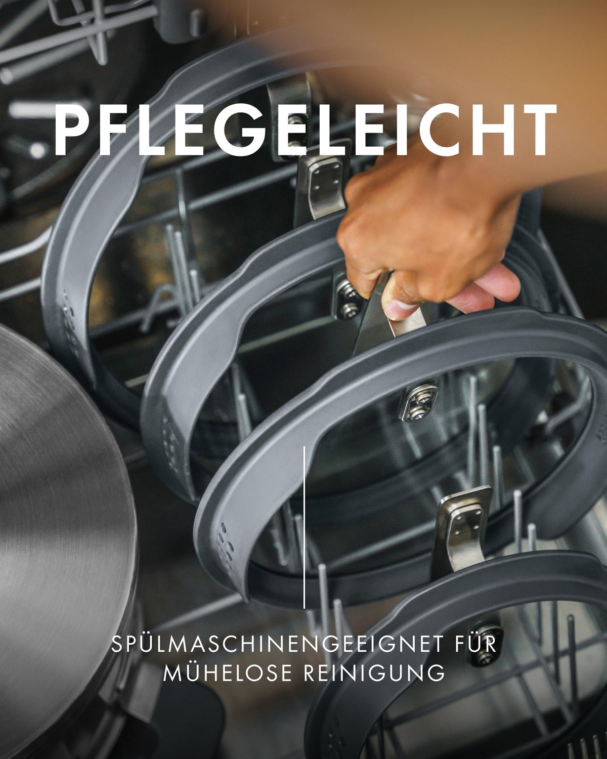 Simplify Kochtopf Set 5 teilig Integriertes Sieb Abgießfunktion Induktion Stay Cool Griffe Edelstahl Grau