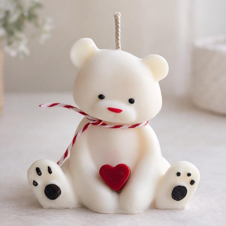 Teddybär Kerze aus Rapswachs, Bären Kerze, Frühlingskerze, Geschenk, Home Decor
