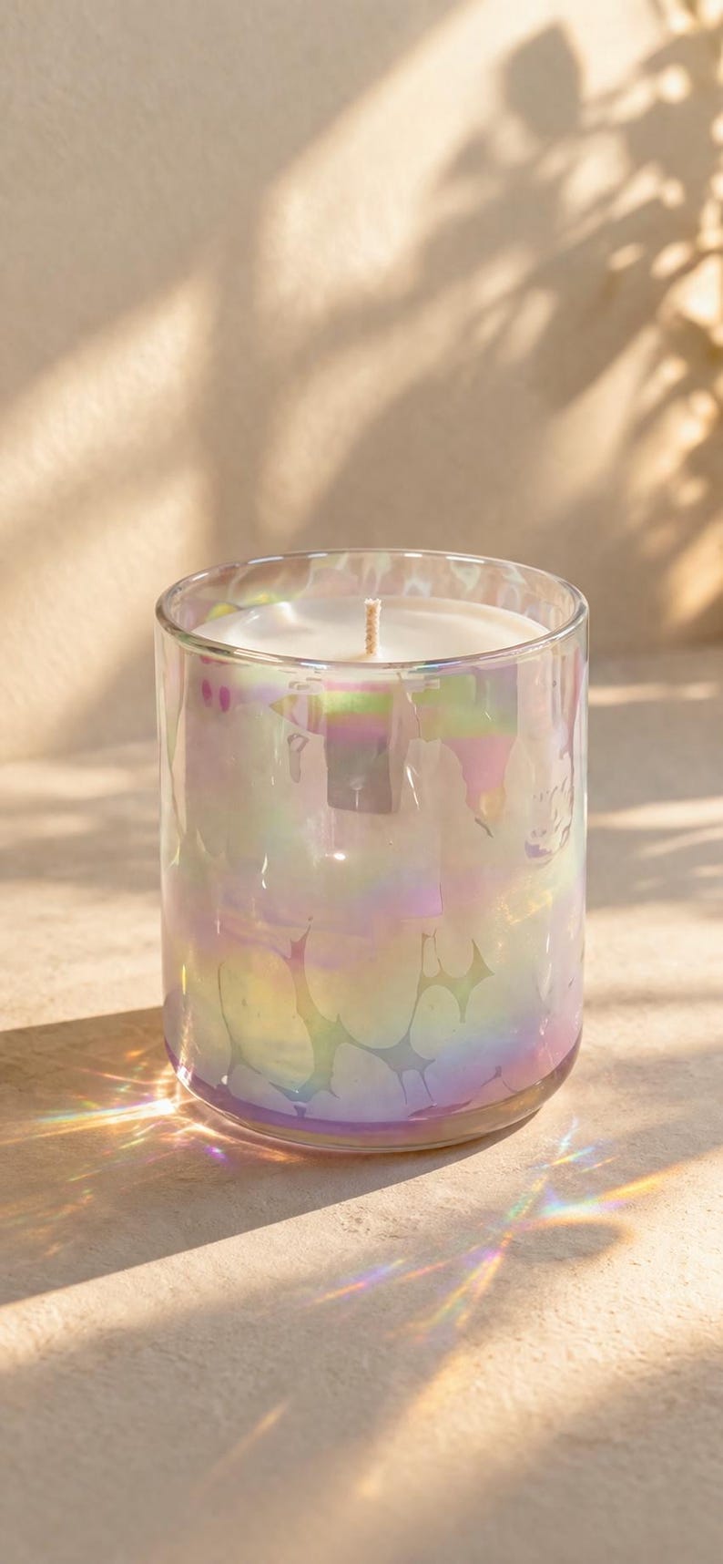 Duftkerze im Glas Glamour Pink Perlmutt Regenbogen-Effekt 200 ml Handgegossen