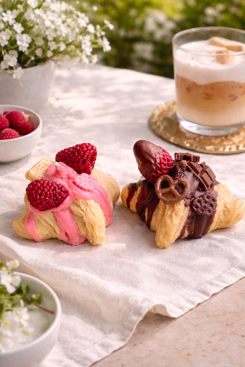 Rapswachs Croissant Kerze Schoko-Strawberry 9x7 cm 100 g