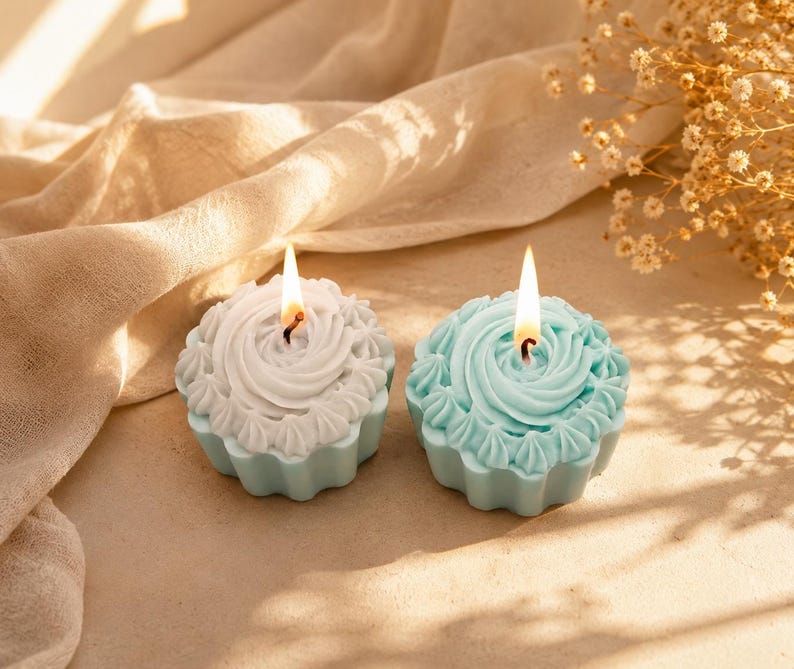 Cupcake Kerze aus Sojawachs, 6x6x4,5 cm, Geburtstagskerze