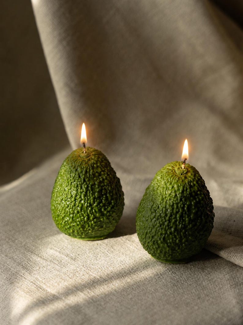 Avocado-Kerze aus Sojawachs, handbemalt, 120 g, Küchendekoration