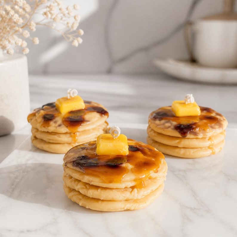 Sojawachs & Gelwachs Pancake Duftkerze | Frühstücks-Dekor