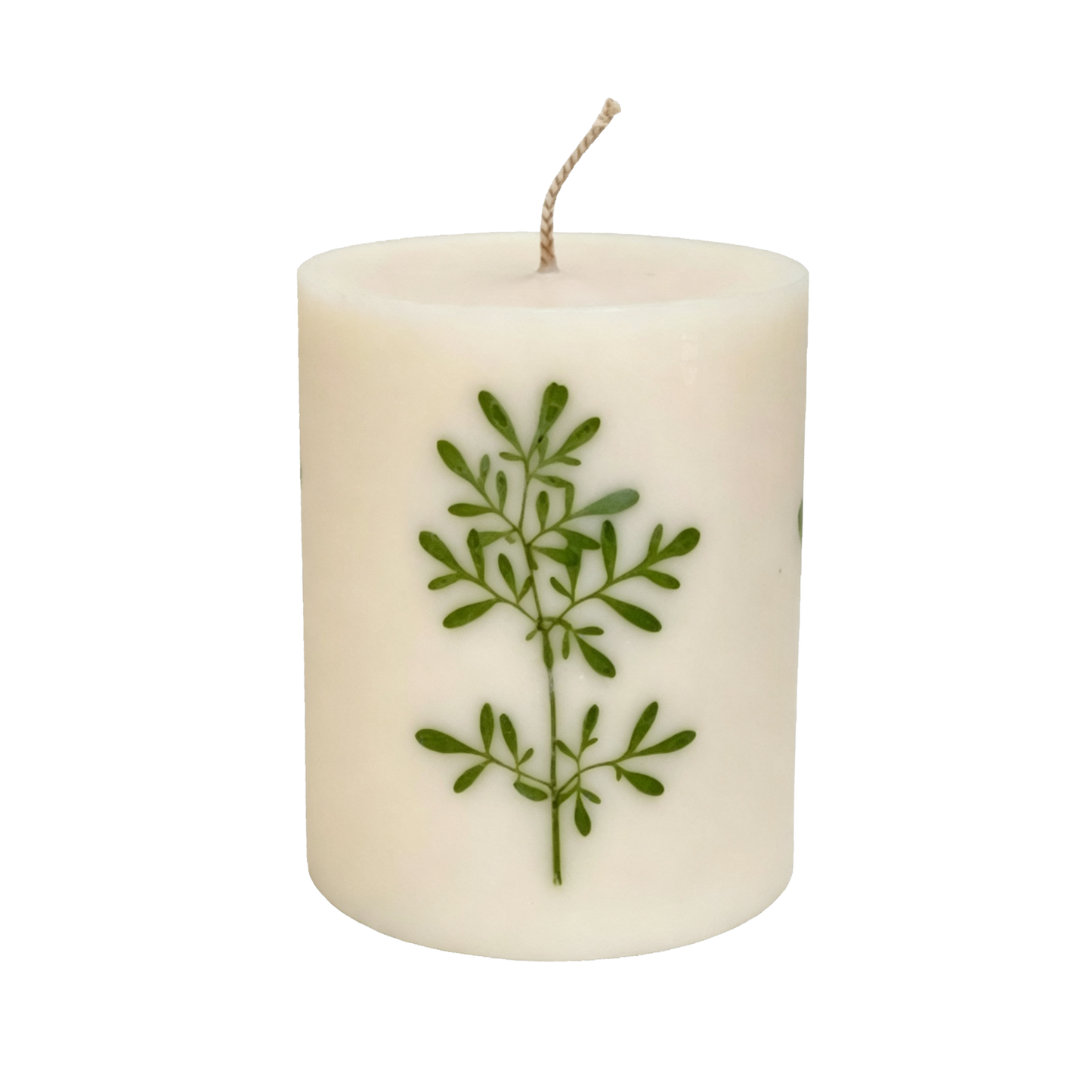 Sojawachs Kerze mit Litauischer Rautenblume, 9 cm x 7,5 cm, Duftend, Handgegossen