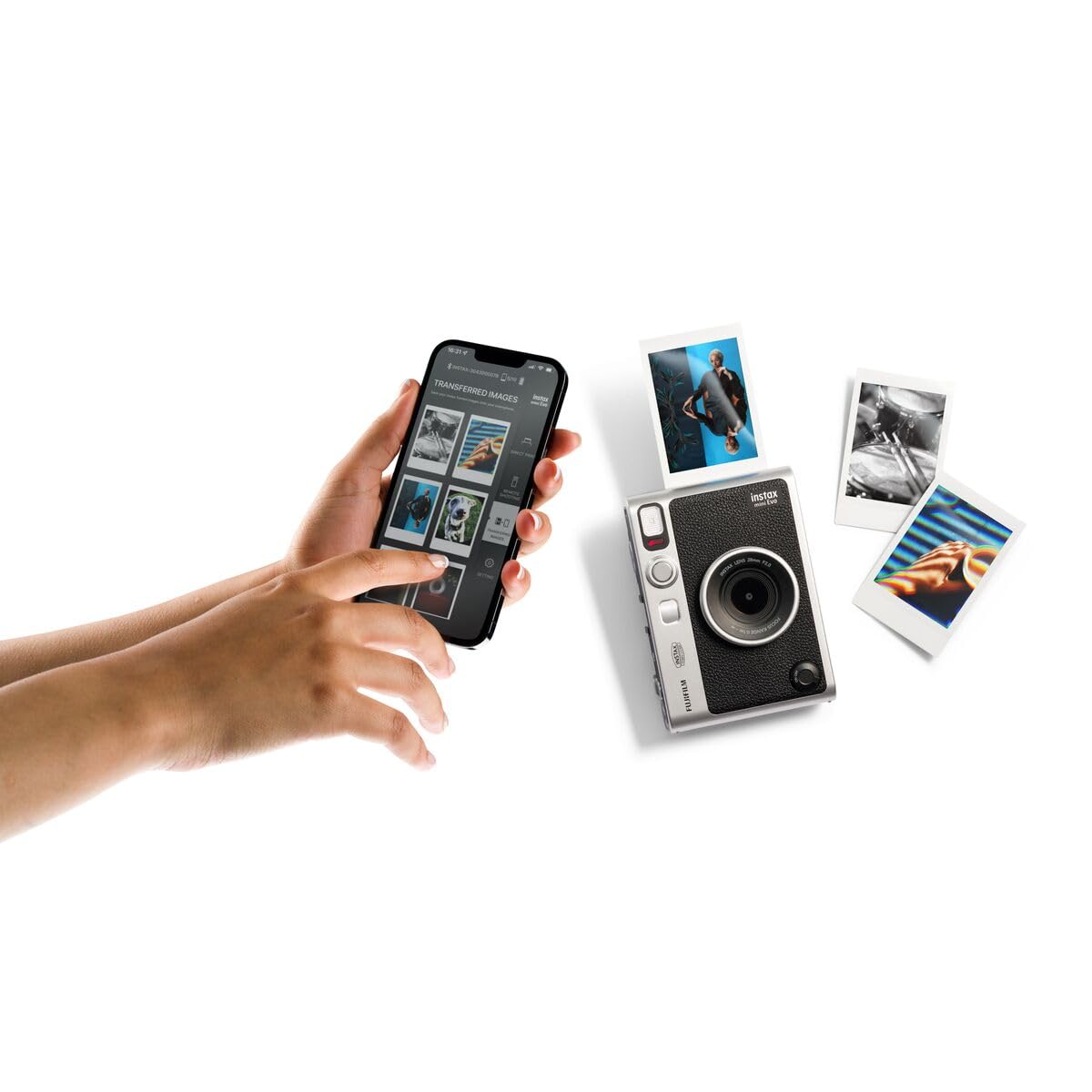 Mini EVO Hybrid Instant Camera Black with LCD Display USB-C Charging and Multiple Lens Effects