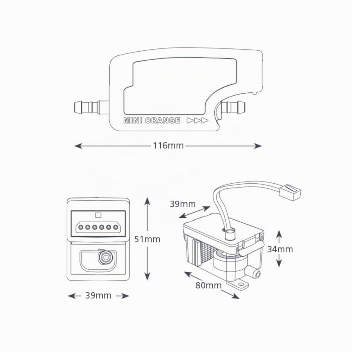 Silent+ Mini Orange FP3313 Kondensatpumpe, 12 L/h, geräuscharm 19 dB, Förderhöhe 10 m, für Split-Klimaanlagen