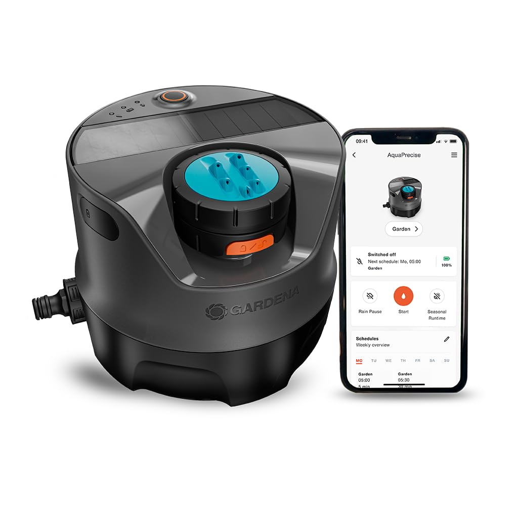 AquaPrecise Bewässerungssystem für Rasenflächen bis 320 m² solarbetrieben Wasserverteilung Bluetooth 16000 20