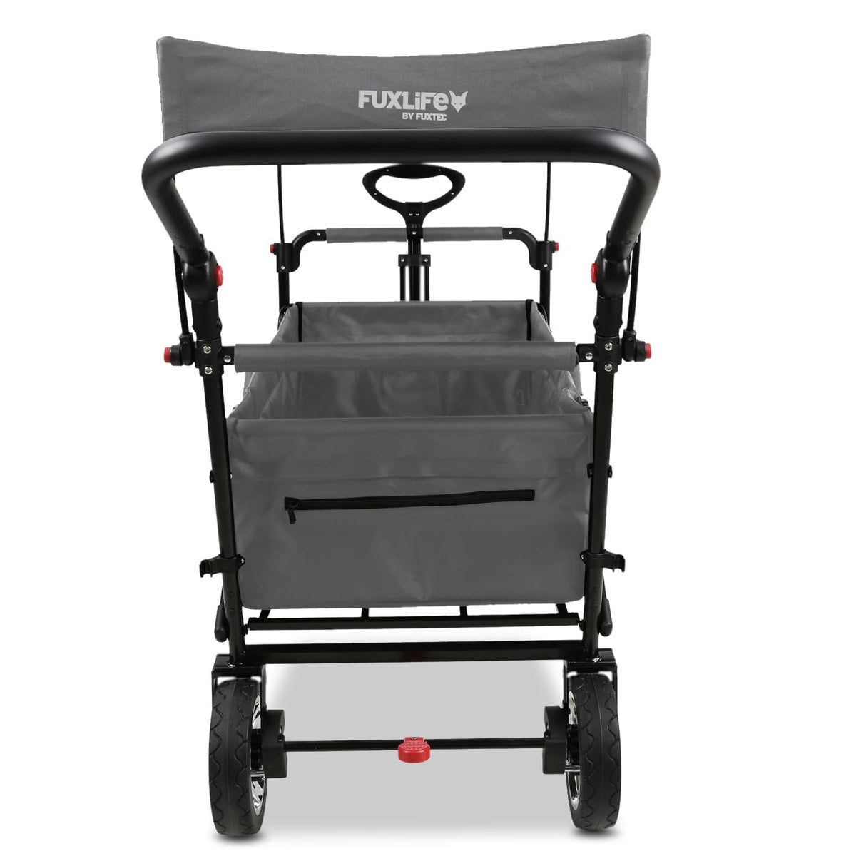 Platzsparender faltbarer Bollerwagen FX-CT700 Grau, Bremsen, Polstersitz, höhenverstellbarer Griff, für Ausflug