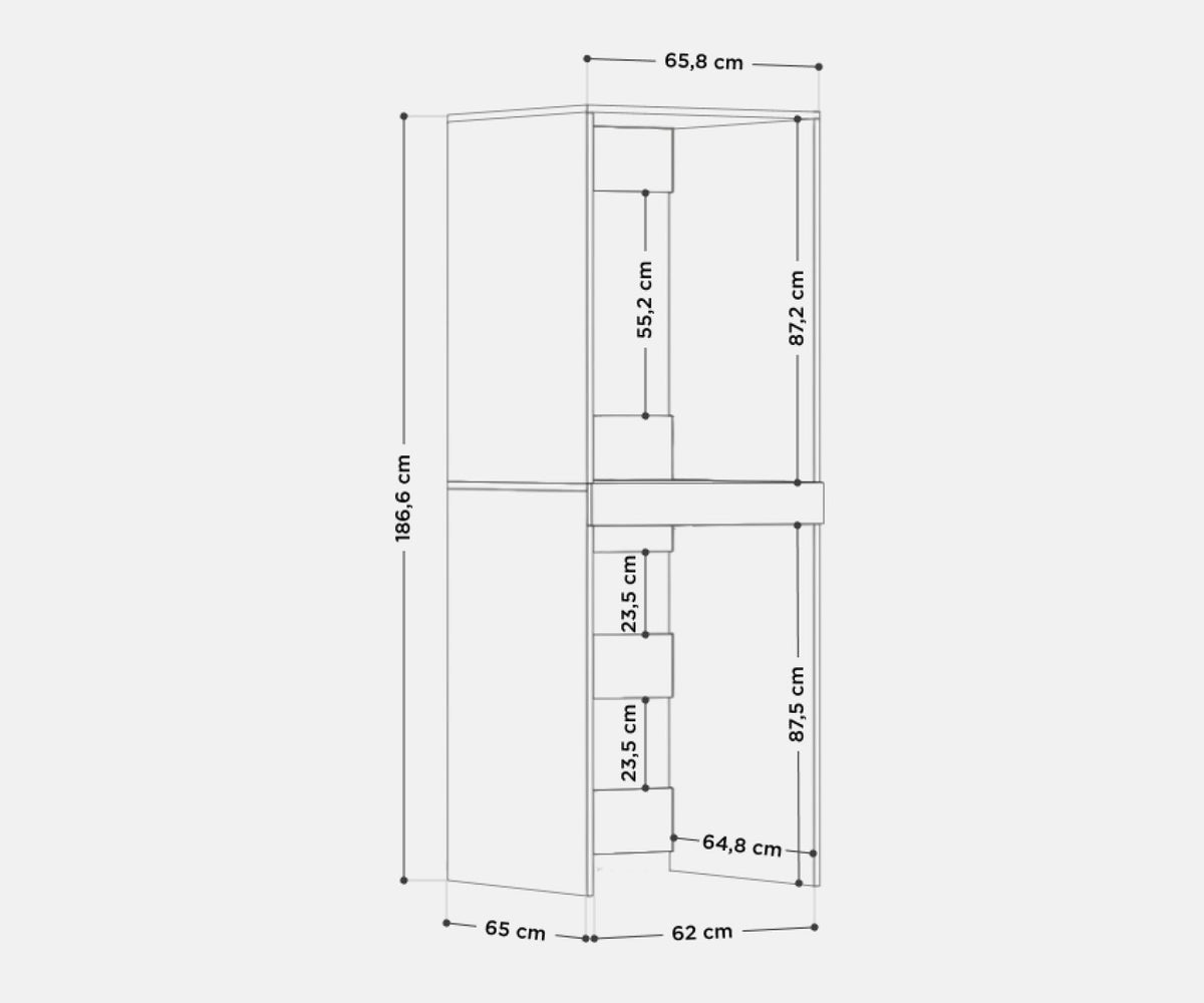 Waschmaschinenschrank Hochschrank Badschrank für Waschmaschine und Trockner 187x65x66 cm Weiß 66 cm breit