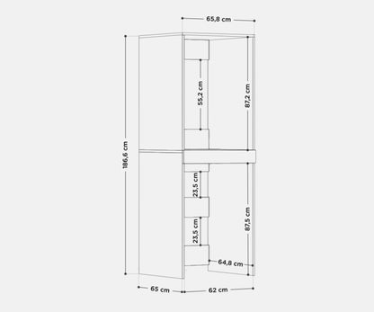 Waschmaschinenschrank Hochschrank Badschrank für Waschmaschine und Trockner 187x65x66 cm Weiß 66 cm breit