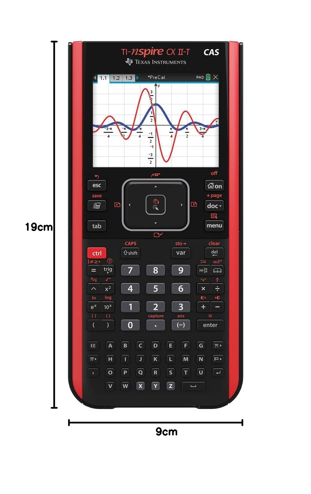 Nspire CX II T CAS Graphikrechner, 800 Funktionen, Farbdisplay, 3D Anzeige, CAS, 90 MB Speicher, Akku, MINT