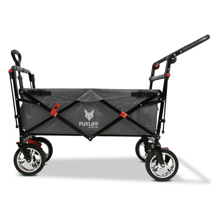 Platzsparender faltbarer Bollerwagen FX-CT700 Grau, Bremsen, Polstersitz, höhenverstellbarer Griff, für Ausflug