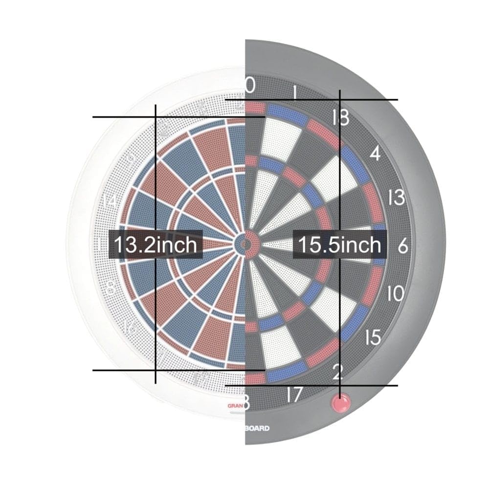 132 Smart Electronic Dartboard Tournament Size Black with App Connectivity and Multiplayer Modes