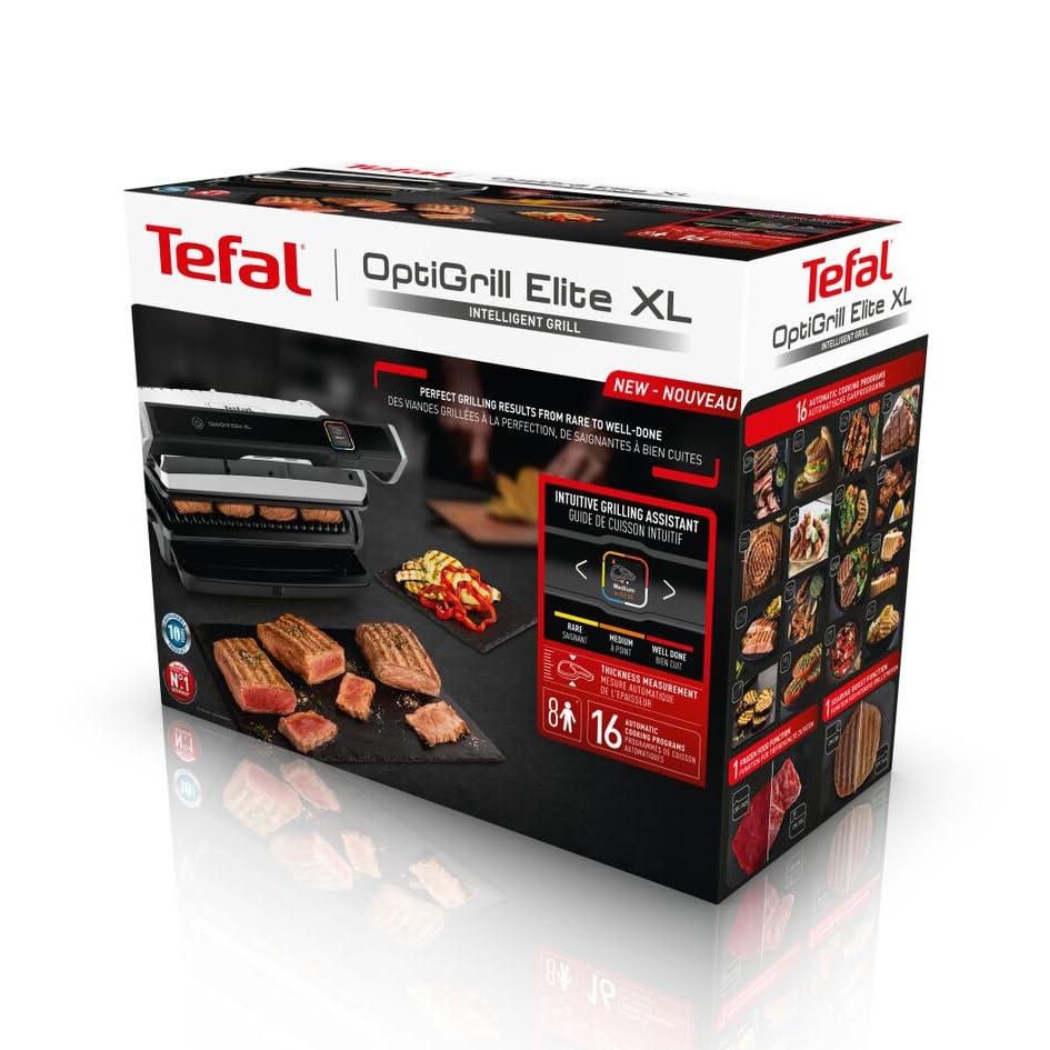 OptiGrill Elite XL Kontaktgrill 16 Programme Digitales Display Garstufenanzeige Grillboost Edelstahl GC760D12