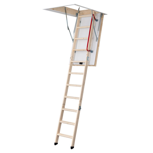 Gedämmte Dachbodentreppe 112x60 cm U Wert 0,77 dreiteilig für 285 cm Raumhöhe 150 kg Traglast mit Isolierung