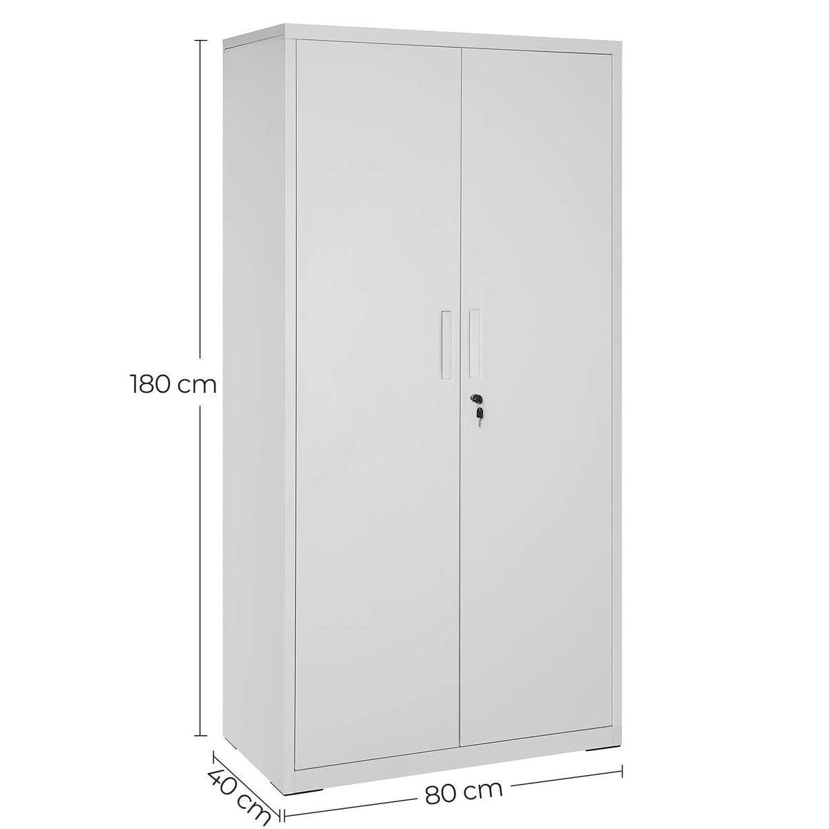 Aktenschrank mit Doppeltüren und Schloss mit 5 Ebenen und verstellbaren Ablagen 80 x 40 x 180 cm