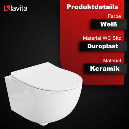 Duofix Basic Vorwand WC Dalia Weiß Spülrandlos Tornado Spülsystem Sitz Absenkautomatik Bedienplatte Delta 25