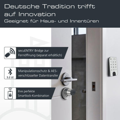Elektronisches Türschloss ENTRYeasy 7602 FP Zylinder Keypad App Fingerprint Pincode Funkschlüssel Edelstahl