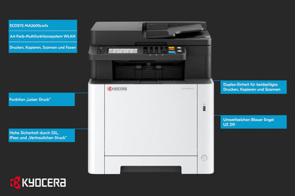 Ecosys MA2600cwfx Farblaserdrucker Multifunktionsgerät WLAN Drucker Scanner Kopierer Fax Mobile Print Funktion