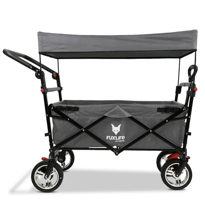 Platzsparender faltbarer Bollerwagen FX-CT700 Grau, Bremsen, Polstersitz, höhenverstellbarer Griff, für Ausflug