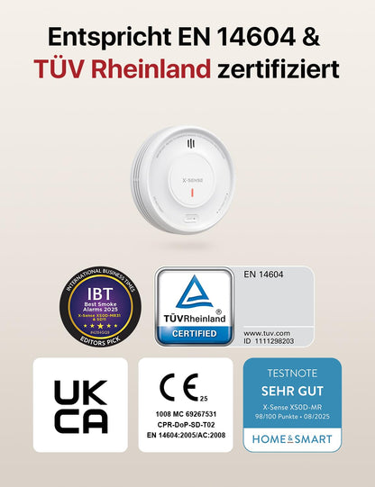 Rauchmelder SBS50 XS0D MR121 12er Set Magnethalterung App steuerbar Home Assistant austauschbare Batterie