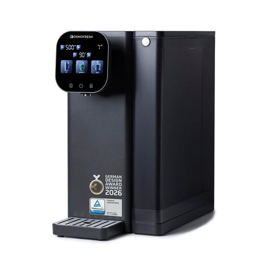 Fusion Air Auftisch Osmoseanlage, Heißwasserspender, Mineralienfilter, 3x UVC, Abwasser 2:1, TÜV geprüft