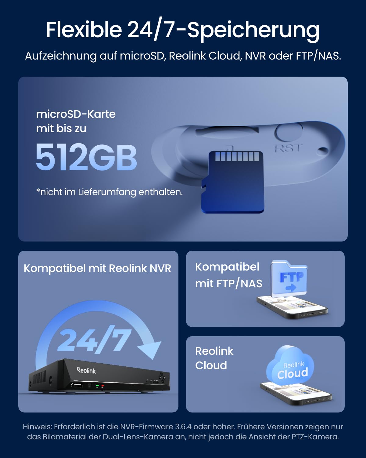 3 Objektiv PoE Außenkamera, OMVI 3i PoE, 10MP 180°, 4K PT Auto Tracking, KI Suche, Perimeter, Farb & IR, 24/7