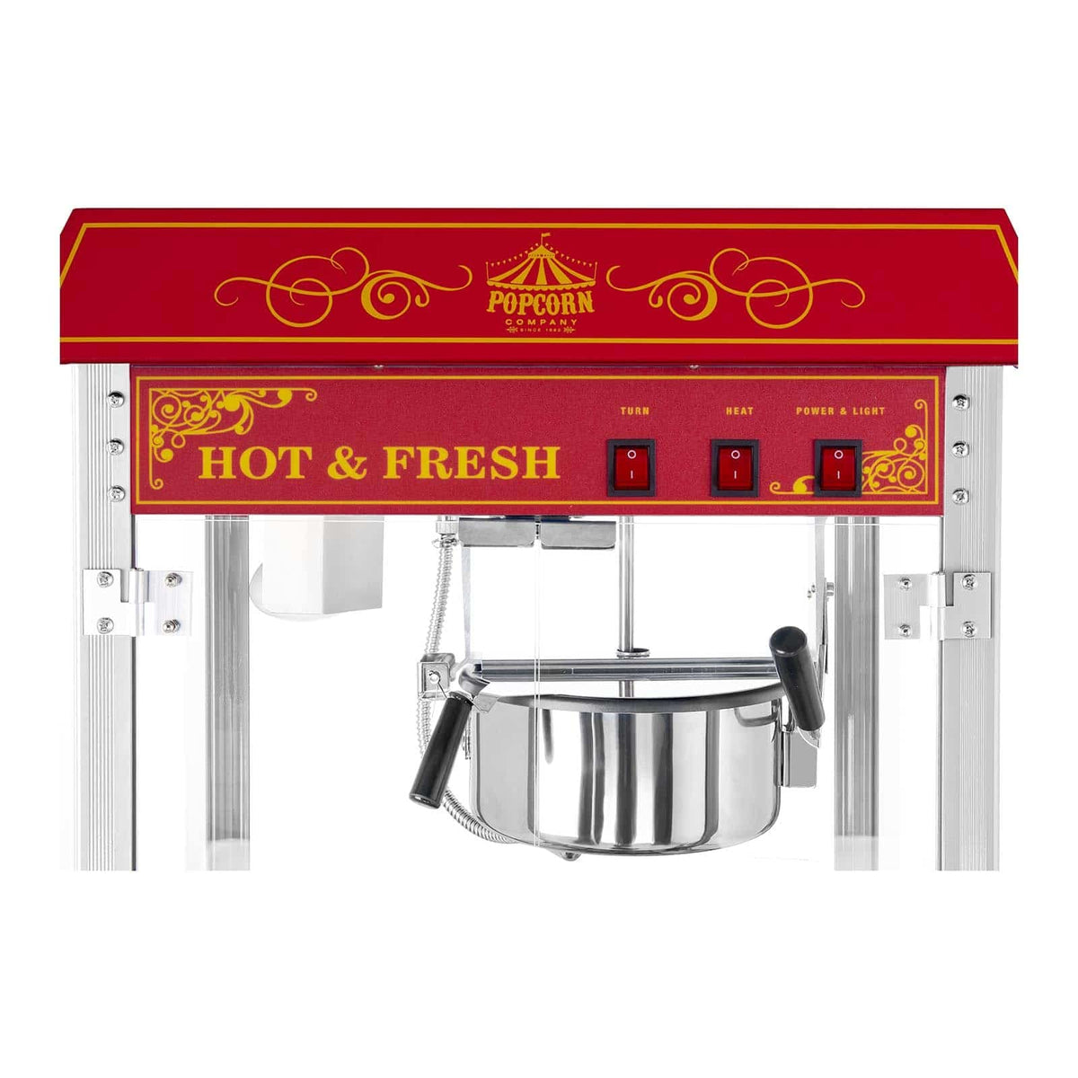 Leistungsstarke Popcornmaschine 1500 Watt 5 kg pro Stunde Retro Vintage Design Rot für Gewerbe
