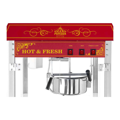 Leistungsstarke Popcornmaschine 1500 Watt 5 kg pro Stunde Retro Vintage Design Rot für Gewerbe