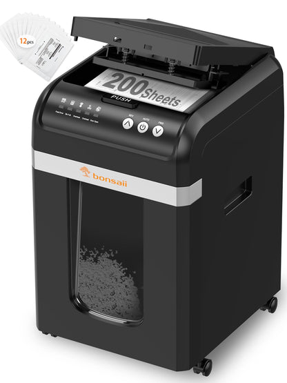 Aktenvernichter AutoFeed 200 Blatt P4 Mikroschnitt 60 Min 31L herausziehbarer Behälter leise 58 dB C283