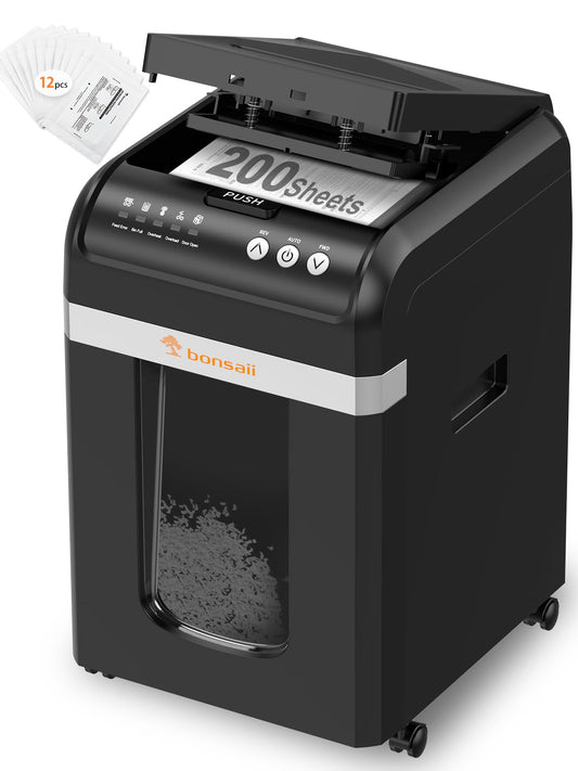 Aktenvernichter AutoFeed 200 Blatt P4 Mikroschnitt 60 Min 31L herausziehbarer Behälter leise 58 dB C283