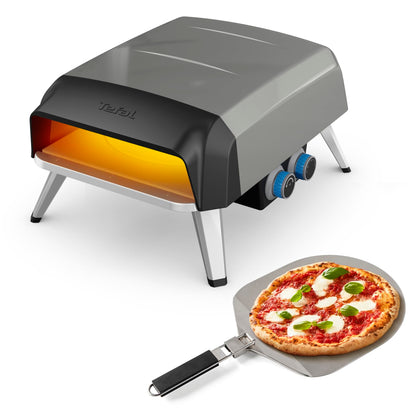Pizza Pronto Gaspizzaofen für Außen bis 400°C, Temperaturregler, Drehstein, Pizzaschieber, Edelstahl JM413015