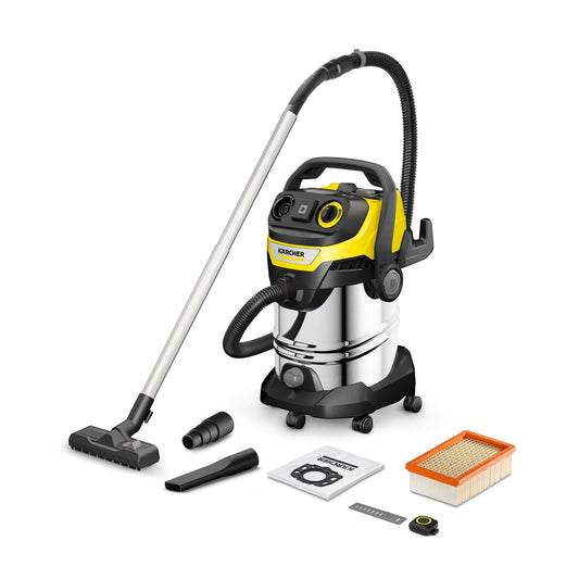 Nass Trockensauger WD 7 Control P S 30 l 1400 W FILTelligence Blasfunktion Fernbedienung Steckdose Edelstahl