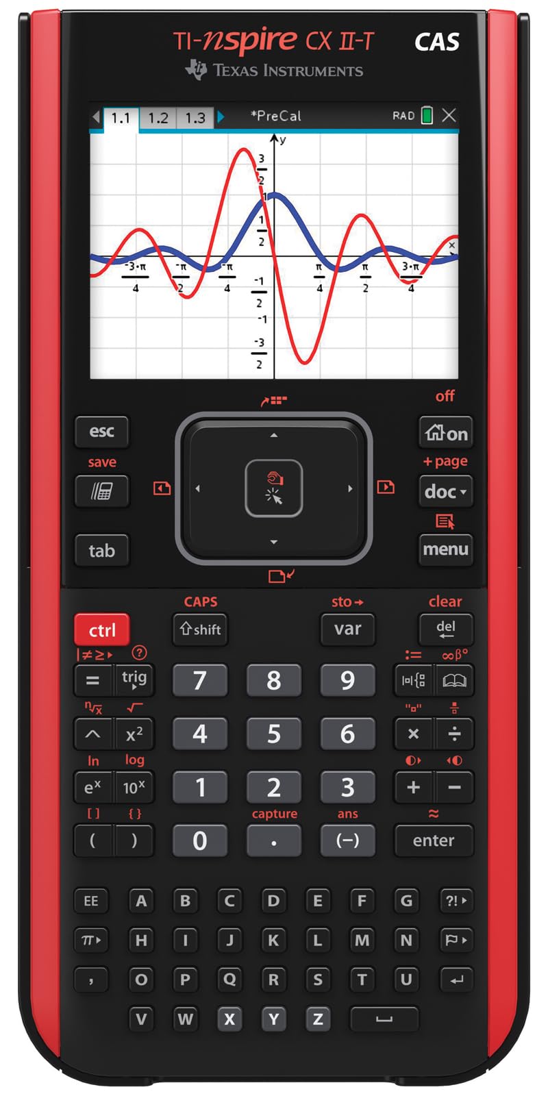 Nspire CX II T CAS Graphikrechner, 800 Funktionen, Farbdisplay, 3D Anzeige, CAS, 90 MB Speicher, Akku, MINT