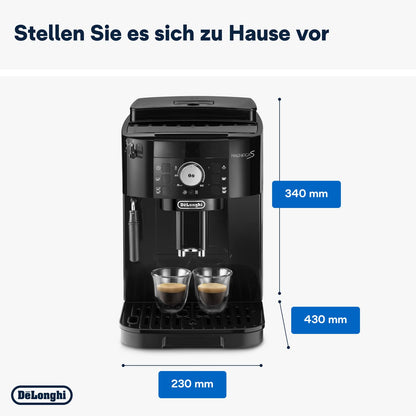 Magnifica S Kaffeevollautomat mit Milchaufschäumer, Espresso und Cappuccino, Bedienfeld, Schwarz ECAM11.112.B