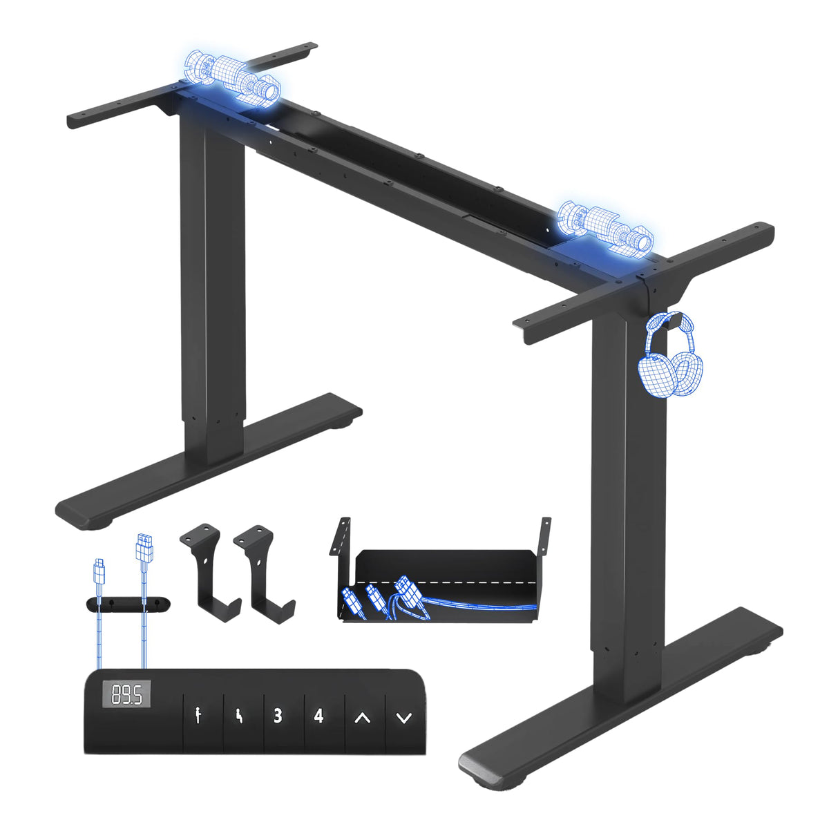 Höhenverstellbares Tischgestell E1 Pro Doppelmotor Kabelmanagement LED Höhenanzeige 4 Speicher Büro Homeoffice