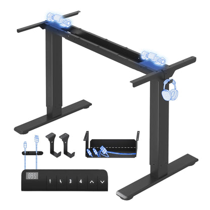 Höhenverstellbares Tischgestell E1 Pro Doppelmotor Kabelmanagement LED Höhenanzeige 4 Speicher Büro Homeoffice