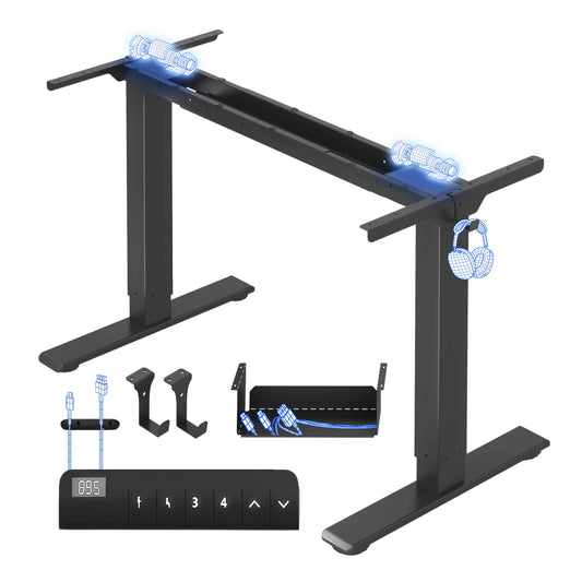 Höhenverstellbares Tischgestell E1 Pro Doppelmotor Kabelmanagement LED Höhenanzeige 4 Speicher Büro Homeoffice