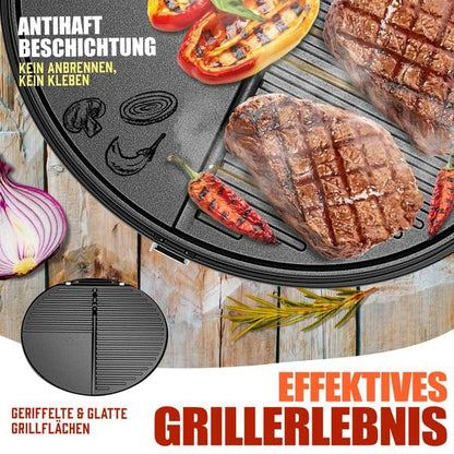 Elektrogrill 2in1 Tischgrill und Standgrill, 2400 W, Thermostat, Antihaftbeschichtung, für innen und außen
