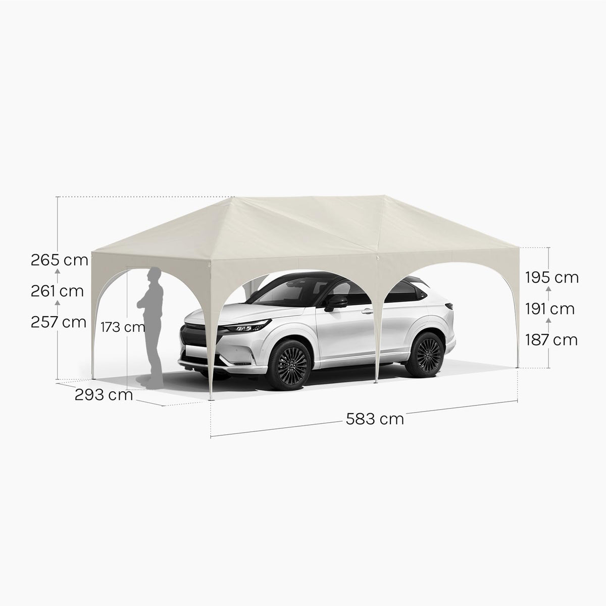 Faltpavillon 3x6m Pop up 6 Seitenwänden Partyzelt Beige UPF 50+ wasserdicht höhenverstellbar windstabil