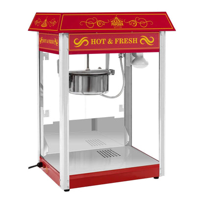 Leistungsstarke Popcornmaschine 1500 Watt 5 kg pro Stunde Retro Vintage Design Rot für Gewerbe