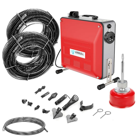 850W elektrische Rohrreinigungsmaschine mit Spirale 14m Ø22mm 14.5m Ø16mm 5m Ø10mm für Ø20 bis 200mm 450 U/min